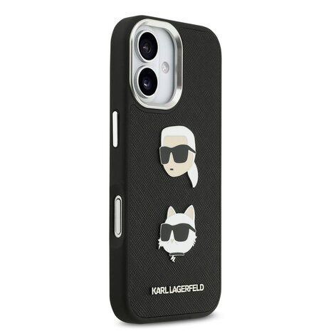 Karl Lagerfeld Karl Lagerfeld iPhone 17 Back cover coque - FW Grained - K&C Heads Pins - Noir Karl Lagerfeld Karl Lagerfeld iPhone 17 Back cover coque - FW Grained - K&C Heads Pins - Noir
