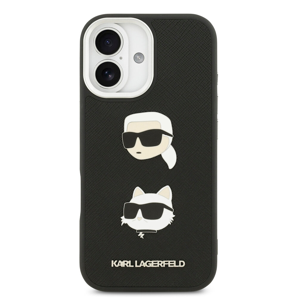 Karl Lagerfeld Karl Lagerfeld iPhone 17 Back cover coque - FW Grained - K&C Heads Pins - Noir Karl Lagerfeld Karl Lagerfeld iPhone 17 Back cover coque - FW Grained - K&C Heads Pins - Noir