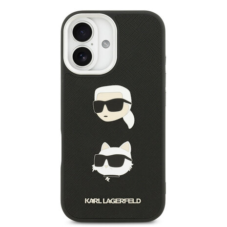 Karl Lagerfeld Karl Lagerfeld iPhone 17 Back cover coque - FW Grained - K&C Heads Pins - Noir Karl Lagerfeld Karl Lagerfeld iPhone 17 Back cover coque - FW Grained - K&C Heads Pins - Noir