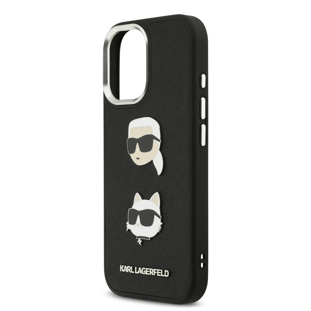 Karl Lagerfeld Karl Lagerfeld iPhone 17 Back cover coque - FW Grained - K&C Heads Pins - Noir Karl Lagerfeld Karl Lagerfeld iPhone 17 Back cover coque - FW Grained - K&C Heads Pins - Noir