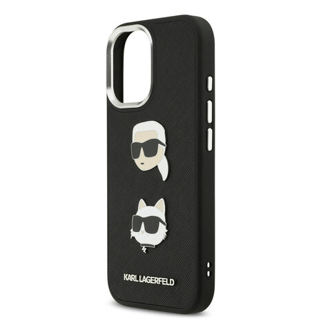 Karl Lagerfeld Karl Lagerfeld iPhone 17 Backcover hoesje - FW Grained - K&C Heads Pins - Zwart