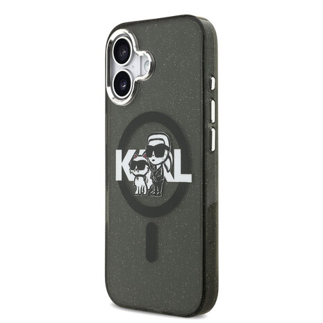 Karl Lagerfeld Karl Lagerfeld iPhone 17 Backcover hoesje - Magsafe - Glitter K&C Sketch Logo - Zwart