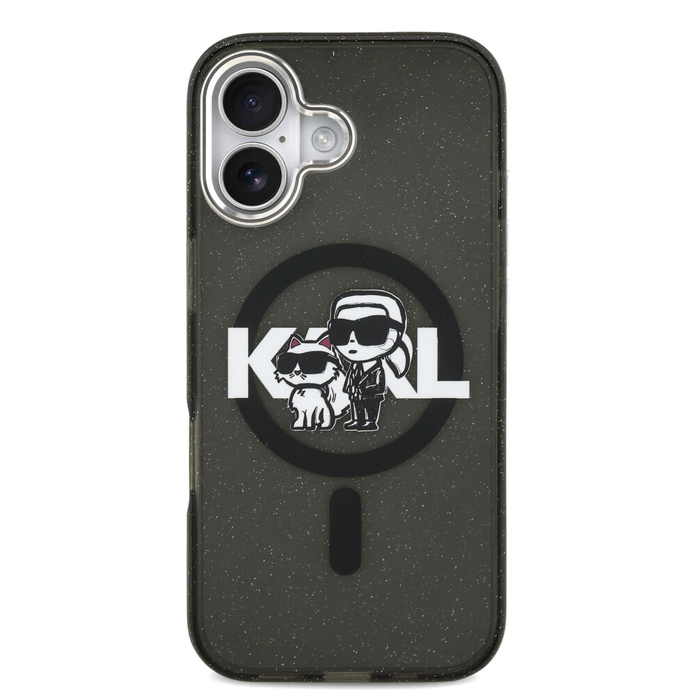 Karl Lagerfeld Karl Lagerfeld iPhone 17 Backcover hoesje - Magsafe - Glitter K&C Sketch Logo - Zwart