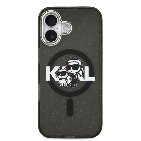 Karl Lagerfeld Karl Lagerfeld iPhone 17 Backcover hoesje - Magsafe - Glitter K&C Sketch Logo - Zwart