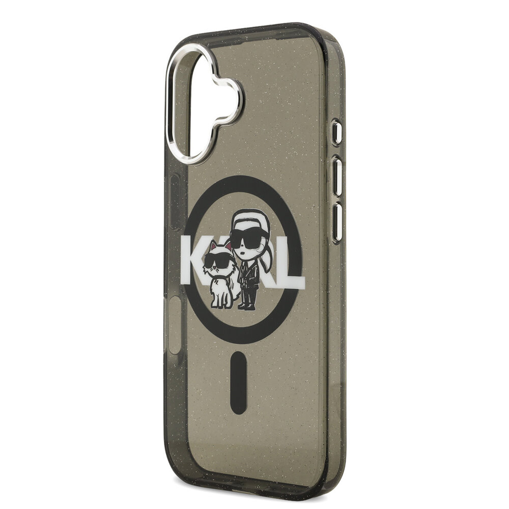 Karl Lagerfeld Karl Lagerfeld iPhone 17 Backcover hoesje - Magsafe - Glitter K&C Sketch Logo - Zwart