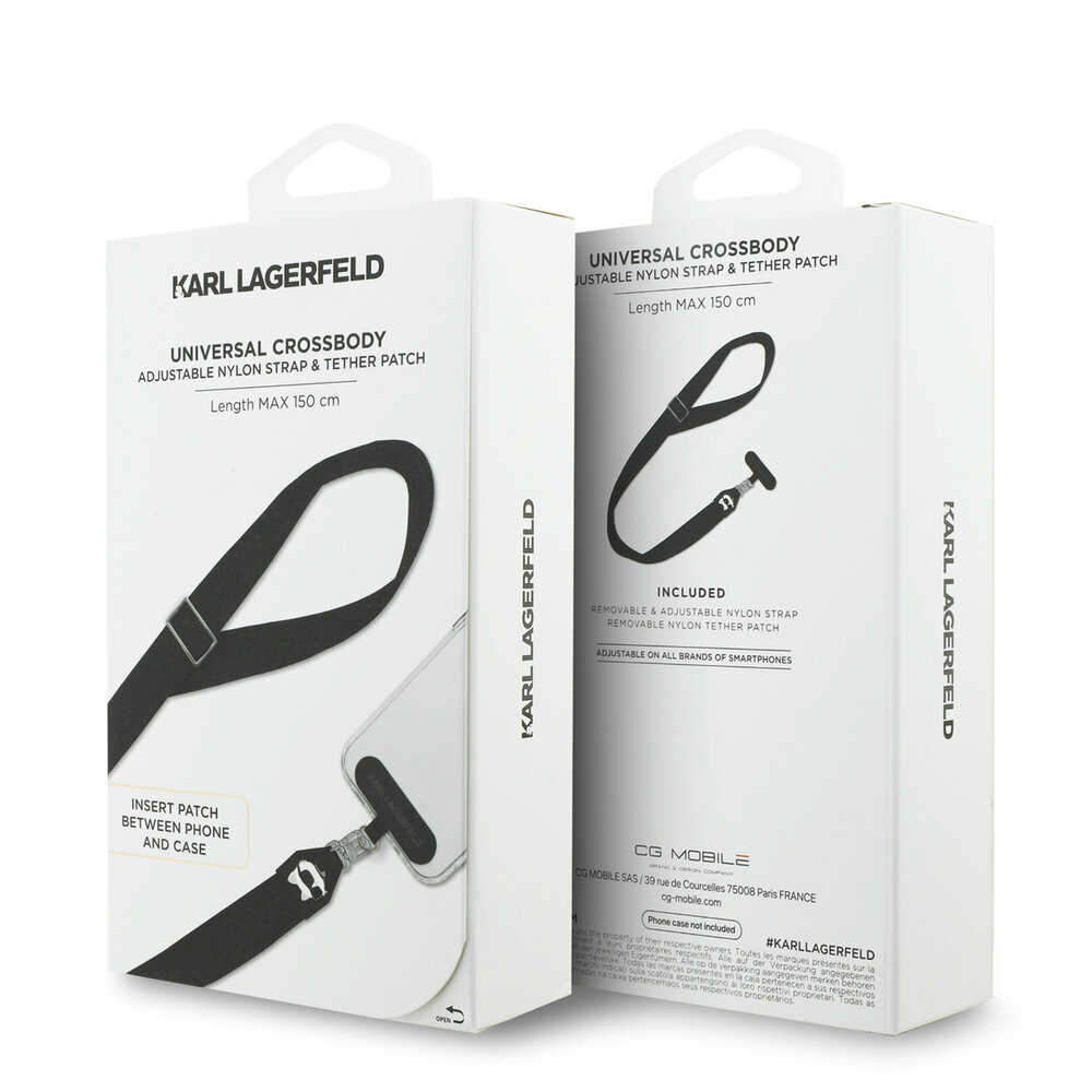 Karl Lagerfeld Karl Lagerfeld Universal Crossbody Strap - Choupette Patch - Schwarz