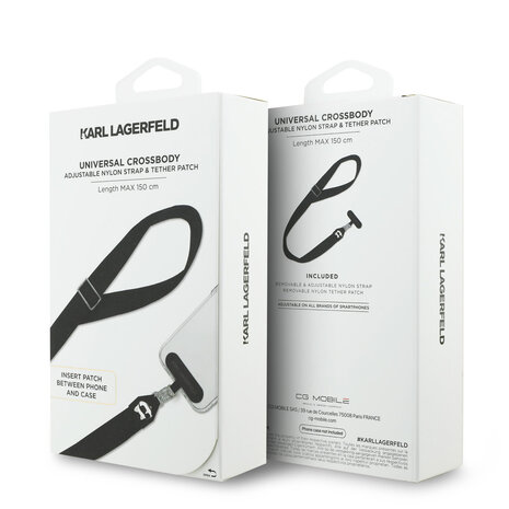 Karl Lagerfeld Karl Lagerfeld Universal Crossbody Strap - Choupette Patch - Schwarz