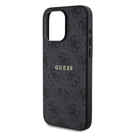 Guess Guess iPhone 15 Pro Max Back-Cover hul - Magsafe PU Leather - 4G Classic Logo - Schwarz
