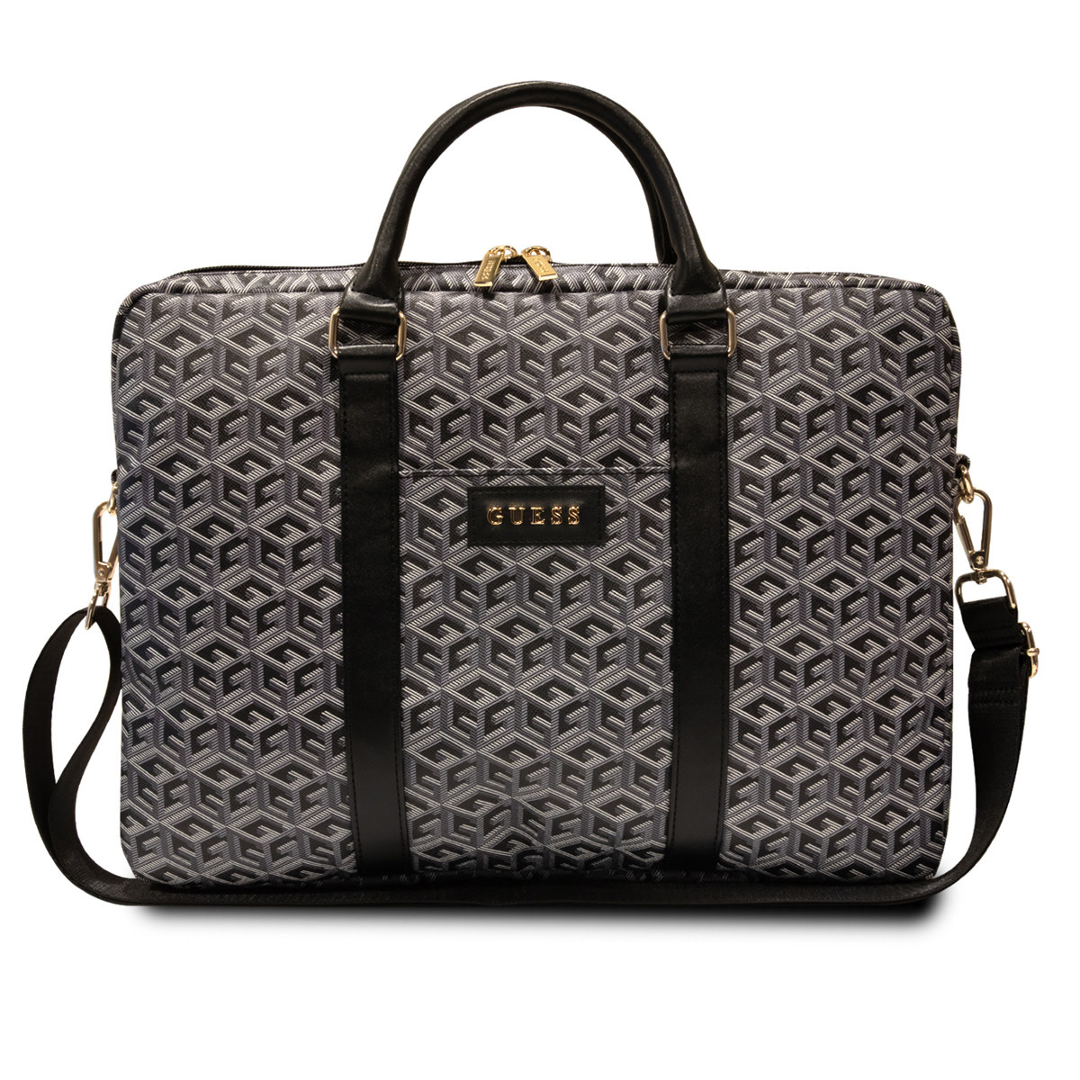 Guess Guess 16 Inch PU Leather Laptop and Tablet Bag - G-Cube Stripes - Zwart