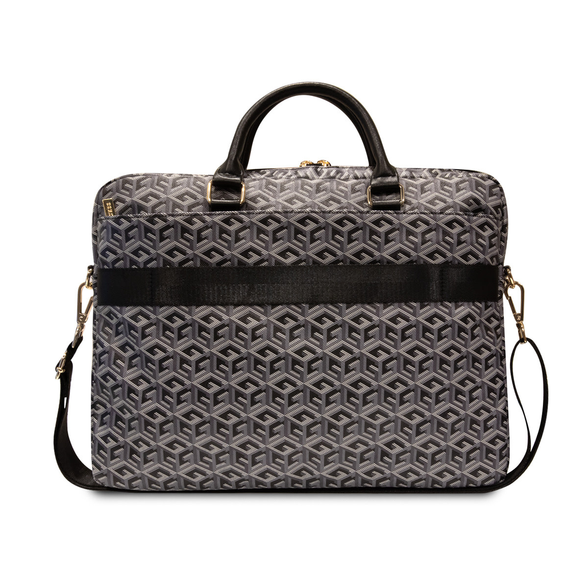 Guess Guess 16 Inch PU Leather Laptop and Tablet Bag - G-Cube Stripes - Zwart, foto 3 van 3