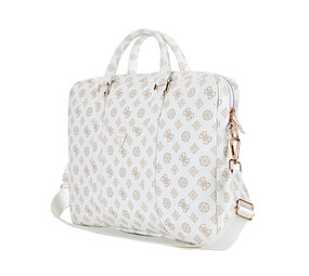 Guess Guess 16 Inch PU Leather Laptop and Tablet Bag - 4G Peony - Wit