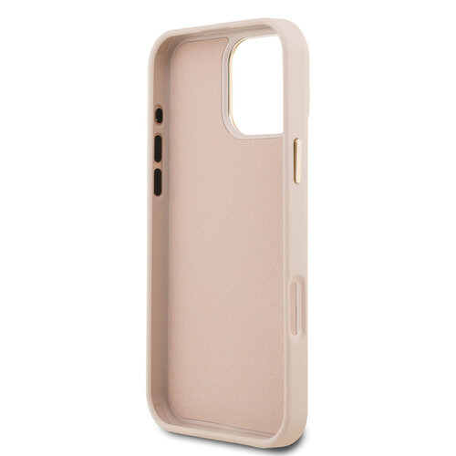 Guess Guess iPhone 16 Pro Max Backcover hoesje - 4G - Big Metal Logo - Gold Edge - Roze