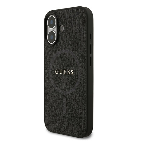 Guess Guess iPhone 17 Back-Cover hul - Magsafe PU Leather - 4G Classic Logo - Schwarz