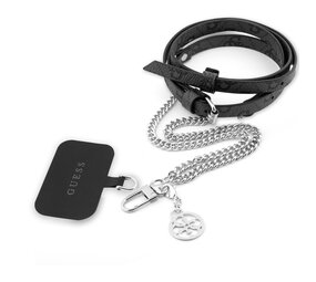 Guess Guess Universal Crossbody Strap - PU 4G Silver Chain with Charm - Noir