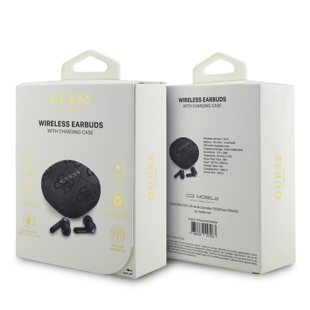 Guess  Guess Bluetooth Earbuds - TWS - ENC 4G - Classic Metal Logo - Noir