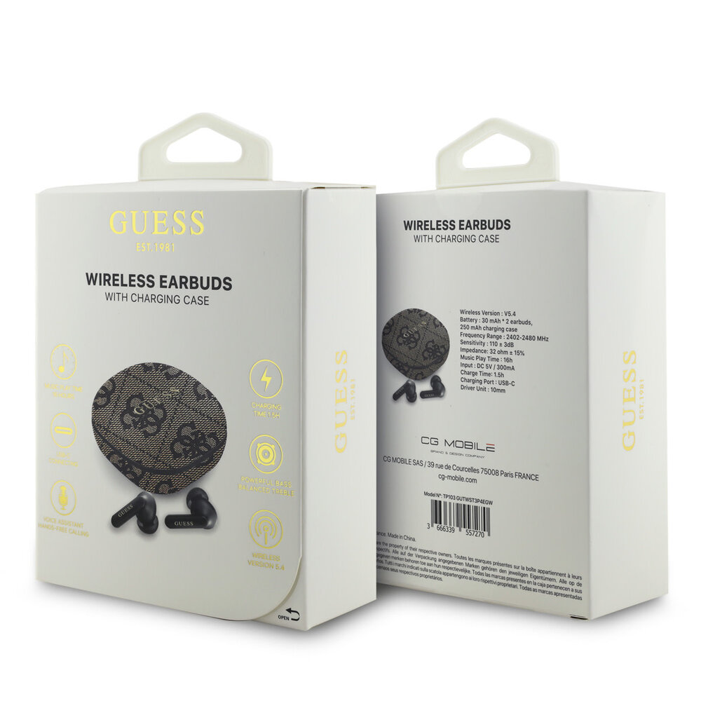 Guess  Guess Bluetooth Earbuds - TWS - ENC 4G - Classic Metal Logo - Marron