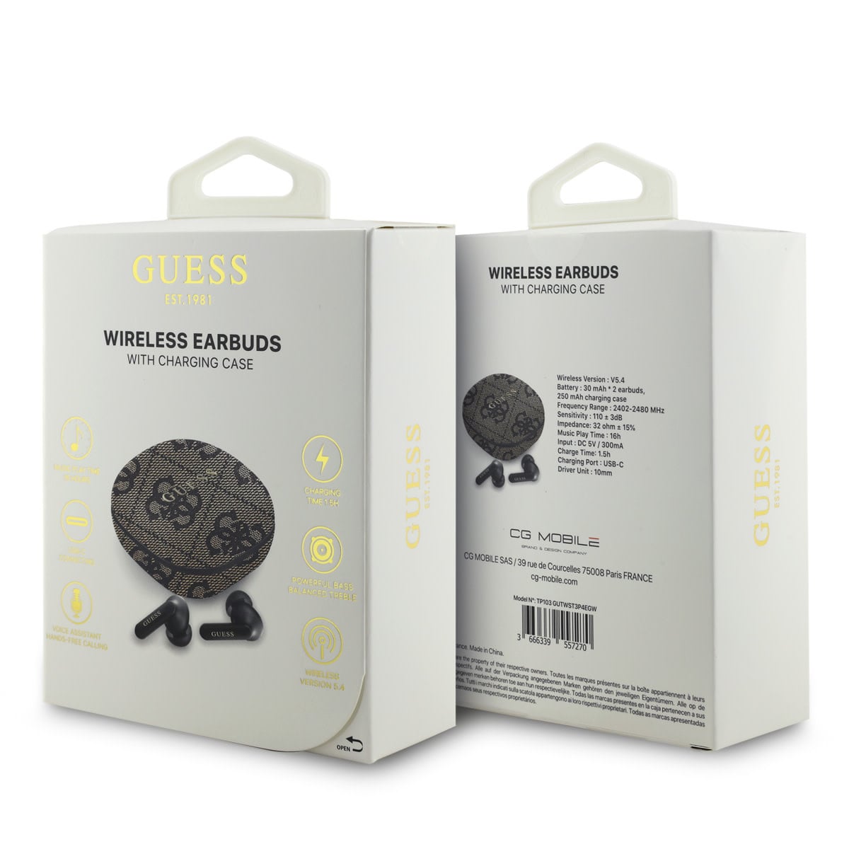 Guess Guess Bluetooth Earbuds - TWS - ENC 4G - Classic Metal Logo - Bruin, foto 6 van 6