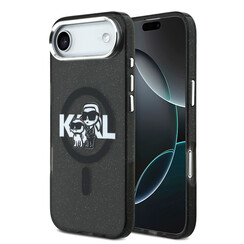 Karl Lagerfeld iPhone 17 Air Back cover case - Magsafe - Glitter K&C Sketch Logo - Black