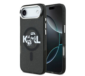 Karl Lagerfeld Karl Lagerfeld iPhone 17 Air Backcover hoesje - Magsafe - Glitter K&C Sketch Logo - Zwart