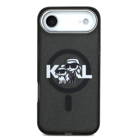 Karl Lagerfeld Karl Lagerfeld iPhone 17 Air Back-Cover hul - Magsafe - Glitter K&C Sketch Logo - Schwarz