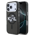 Karl Lagerfeld Karl Lagerfeld iPhone 17 Pro/iPhone 18 Pro Coque arrière MagSafe Paillettes logo esquissé Karl & Choupette - Noir