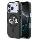 Karl Lagerfeld Karl Lagerfeld iPhone 17 Pro Backcover hoesje - Magsafe - Glitter K&C Sketch Logo - Zwart