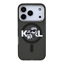Karl Lagerfeld Karl Lagerfeld iPhone 17 Pro/iPhone 18 Pro Coque arrière MagSafe Paillettes logo esquissé Karl & Choupette - Noir