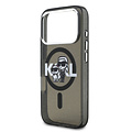 Karl Lagerfeld Karl Lagerfeld iPhone 17 Pro/iPhone 18 Pro Coque arrière MagSafe Paillettes logo esquissé Karl & Choupette - Noir