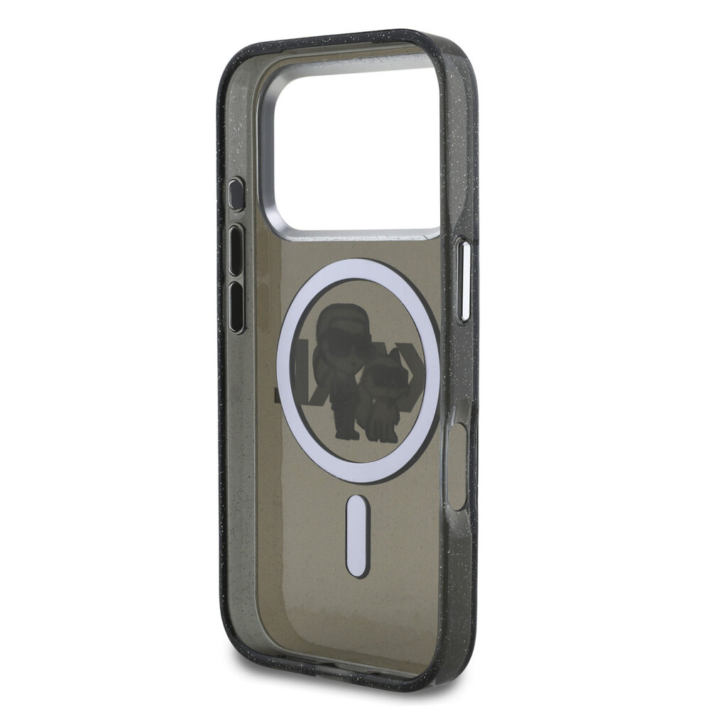 Karl Lagerfeld Karl Lagerfeld iPhone 17 Pro Back-Cover hul - Magsafe - Glitter K&C Sketch Logo - Schwarz