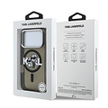 Karl Lagerfeld Karl Lagerfeld iPhone 17 Pro/iPhone 18 Pro Coque arrière MagSafe Paillettes logo esquissé Karl & Choupette - Noir