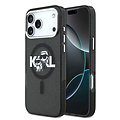 Karl Lagerfeld Karl Lagerfeld iPhone 17 Pro Max/iPhone 18 Pro Max Coque arrière MagSafe Paillettes logo esquissé Karl & Choupette - Noir