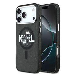 Karl Lagerfeld iPhone 17 Pro Max Back cover case - Magsafe - Glitter K&C Sketch Logo - Black