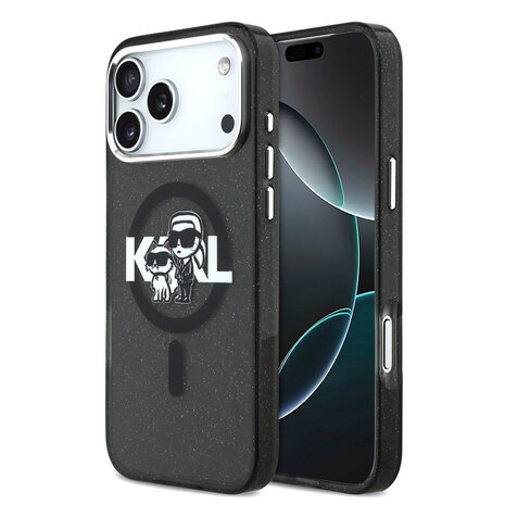 Karl Lagerfeld Karl Lagerfeld iPhone 17 Pro Max Back-Cover hul - Magsafe - Glitter K&C Sketch Logo - Schwarz