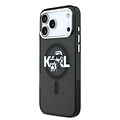 Karl Lagerfeld Karl Lagerfeld iPhone 17 Pro Max/iPhone 18 Pro Max Coque arrière MagSafe Paillettes logo esquissé Karl & Choupette - Noir