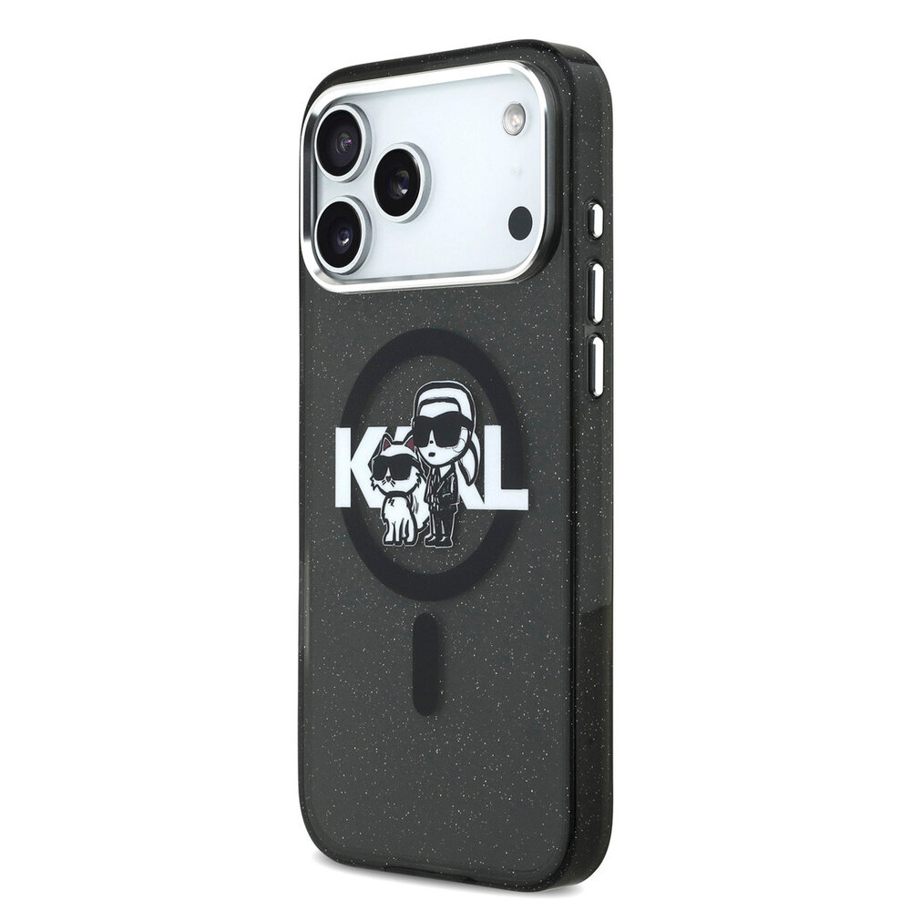 Karl Lagerfeld Karl Lagerfeld iPhone 17 Pro Max Back-Cover hul - Magsafe - Glitter K&C Sketch Logo - Schwarz