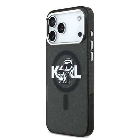 Karl Lagerfeld Karl Lagerfeld iPhone 17 Pro Max Back-Cover hul - Magsafe - Glitter K&C Sketch Logo - Schwarz