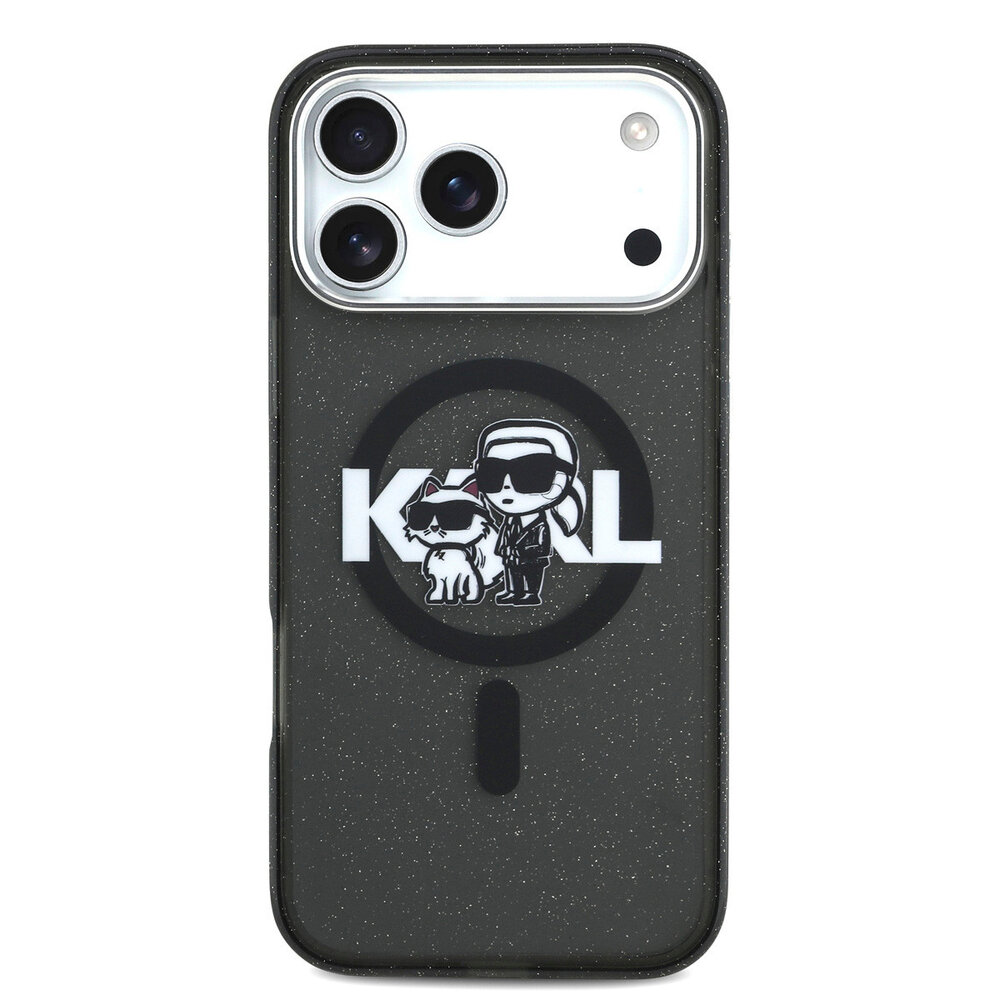 Karl Lagerfeld Karl Lagerfeld iPhone 17 Pro Max Back-Cover hul - Magsafe - Glitter K&C Sketch Logo - Schwarz