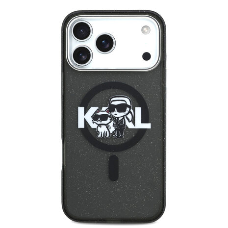 Karl Lagerfeld Karl Lagerfeld iPhone 17 Pro Max Back-Cover hul - Magsafe - Glitter K&C Sketch Logo - Schwarz