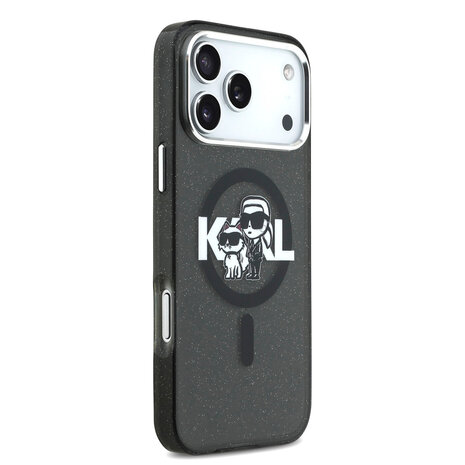 Karl Lagerfeld Karl Lagerfeld iPhone 17 Pro Max Back-Cover hul - Magsafe - Glitter K&C Sketch Logo - Schwarz