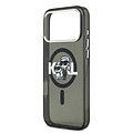 Karl Lagerfeld Karl Lagerfeld iPhone 17 Pro Max/iPhone 18 Pro Max Coque arrière MagSafe Paillettes logo esquissé Karl & Choupette - Noir