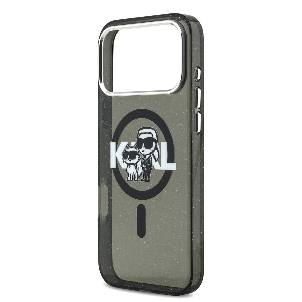 Karl Lagerfeld Karl Lagerfeld iPhone 17 Pro Max Back-Cover hul - Magsafe - Glitter K&C Sketch Logo - Schwarz