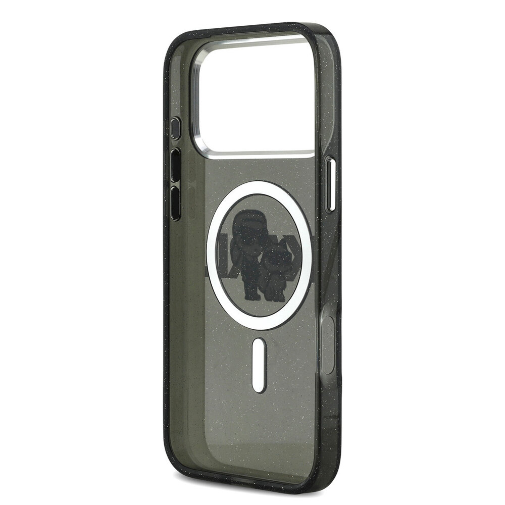 Karl Lagerfeld Karl Lagerfeld iPhone 17 Pro Max Back-Cover hul - Magsafe - Glitter K&C Sketch Logo - Schwarz