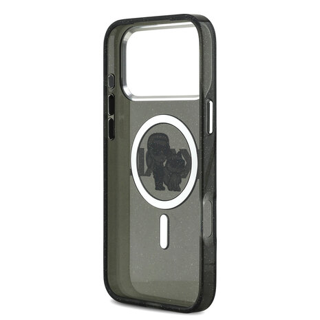 Karl Lagerfeld Karl Lagerfeld iPhone 17 Pro Max Back-Cover hul - Magsafe - Glitter K&C Sketch Logo - Schwarz