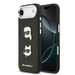Karl Lagerfeld iPhone 17 Air Back-Cover hul - FW Grained - K&C Heads Pins - Schwarz