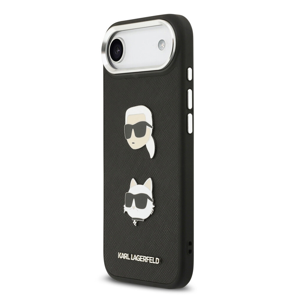 Karl Lagerfeld Karl Lagerfeld iPhone 17 Air Back-Cover hul - FW Grained - K&C Heads Pins - Schwarz