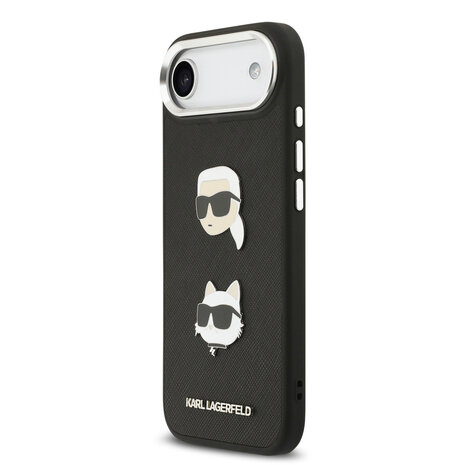 Karl Lagerfeld Karl Lagerfeld iPhone 17 Air Back-Cover hul - FW Grained - K&C Heads Pins - Schwarz