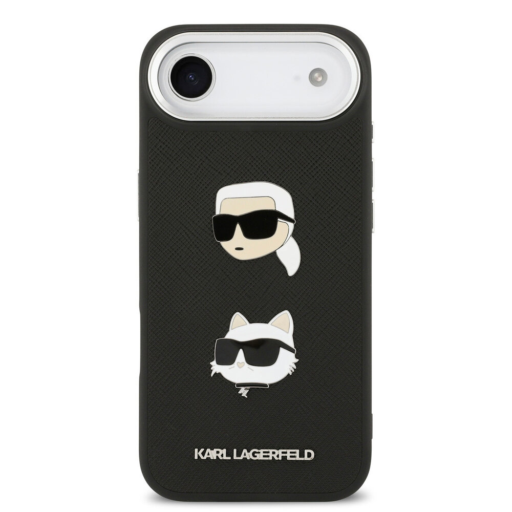 Karl Lagerfeld Karl Lagerfeld iPhone 17 Air Back-Cover hul - FW Grained - K&C Heads Pins - Schwarz