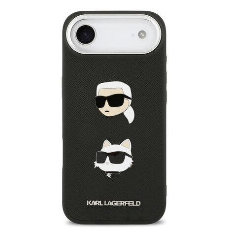 Karl Lagerfeld Karl Lagerfeld iPhone 17 Air Backcover hoesje - FW Grained - K&C Heads Pins - Zwart Karl Lagerfeld Karl Lagerfeld iPhone 17 Air Backcover hoesje - FW Grained - K&C Heads Pins - Zwart