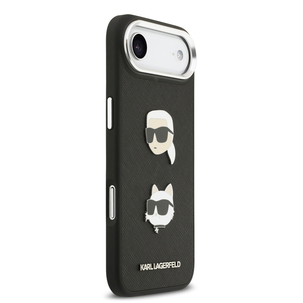 Karl Lagerfeld Karl Lagerfeld iPhone 17 Air Backcover hoesje - FW Grained - K&C Heads Pins - Zwart Karl Lagerfeld Karl Lagerfeld iPhone 17 Air Backcover hoesje - FW Grained - K&C Heads Pins - Zwart