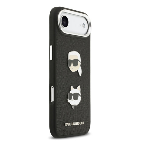 Karl Lagerfeld Karl Lagerfeld iPhone 17 Air Backcover hoesje - FW Grained - K&C Heads Pins - Zwart Karl Lagerfeld Karl Lagerfeld iPhone 17 Air Backcover hoesje - FW Grained - K&C Heads Pins - Zwart